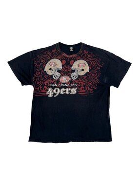 Vintage San Francisco 49ers T-Shirt Size L Y2K Cyber Grunge Old English Spell